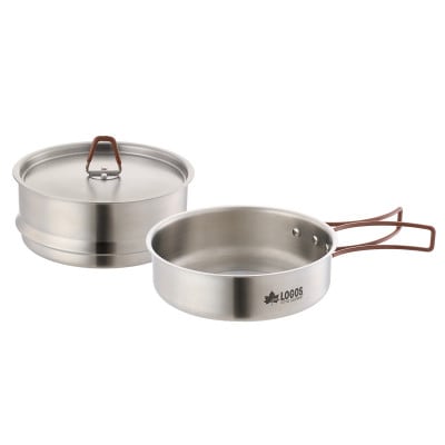 LOGOS アウトドア蒸し器 1台3役 蒸し料理が楽しめてヘルシークッキング。 81210210【1689599】