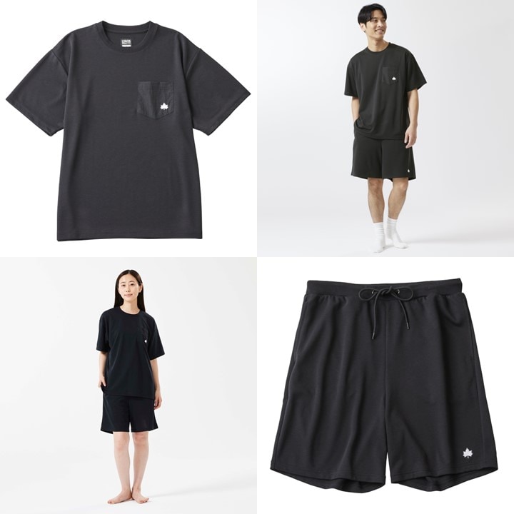 LBL リカバリーウエア 夏用上下セット　Sサイズ　リカバリーショーツ+Tシャツ ブラック【1683617】