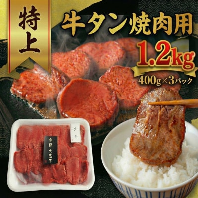 特上厚切り 牛タン 焼肉用 1.2kg(400g×3P)【配送不可地域：離島】【1481920】