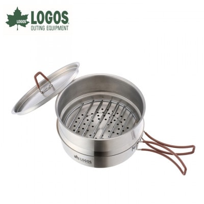 LOGOS アウトドア蒸し器 1台3役 蒸し料理が楽しめてヘルシークッキング。 81210210【1689599】