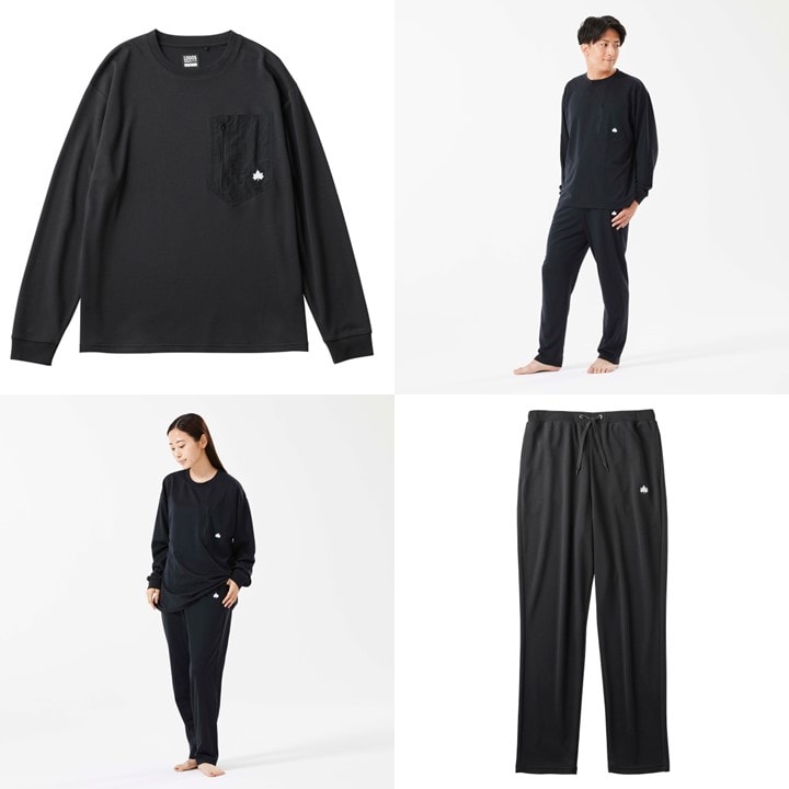 LBL リカバリーウエア 冬用上下セット　XLサイズ リカバリーパンツ+プルオーバー ブラック【1683582】