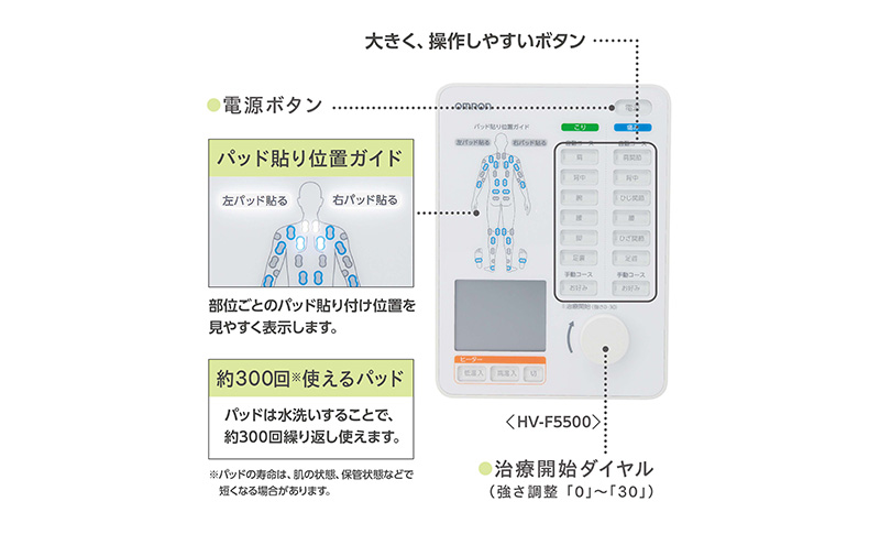 オムロン 電気治療器 HV-F5500 健康機器 ヘルスケア 強さ調節
