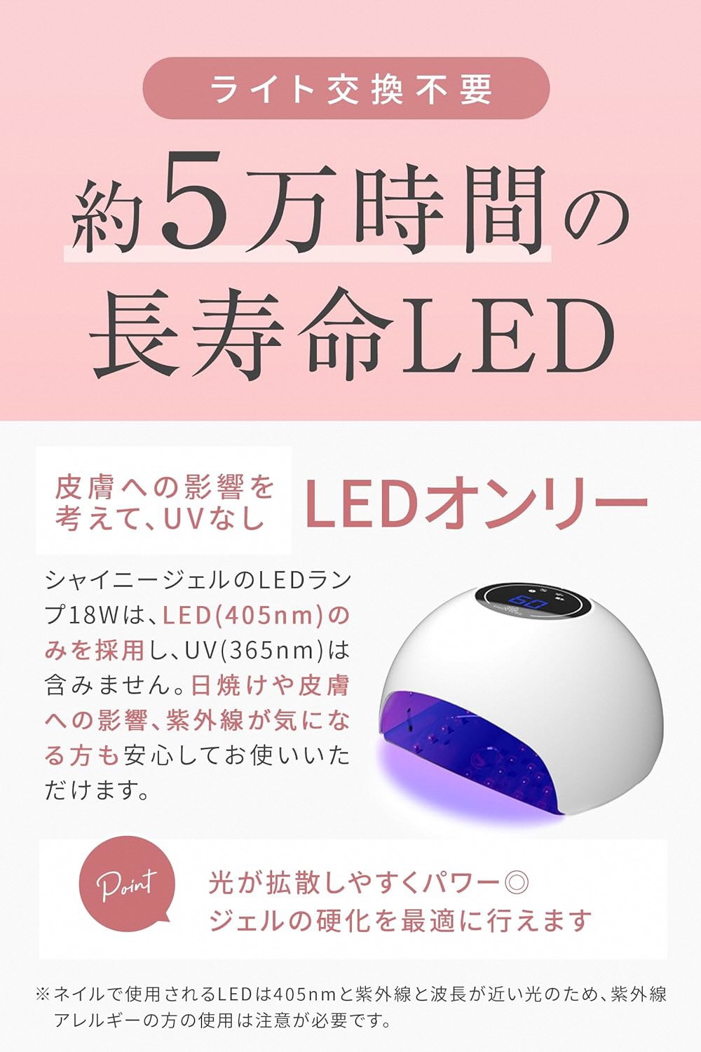 シャイニージェル 18WLEDランプ ネイルライト LEDライト UVなし SHINYGEL ｜ネイル用品 ネイルライト ジェルネイルライト LED ネイルランプ ネイル 道具 ジェルネイルセルフ シャイニージェル セルフネイル [1595]