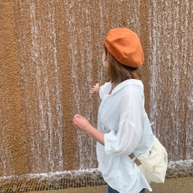 麻素材 ベレー帽 (Mサイズ(58cm))｜麻 通気性抜群 涼しい帽子 キャップ カジュアルファッション おしゃれ帽子 [1635]