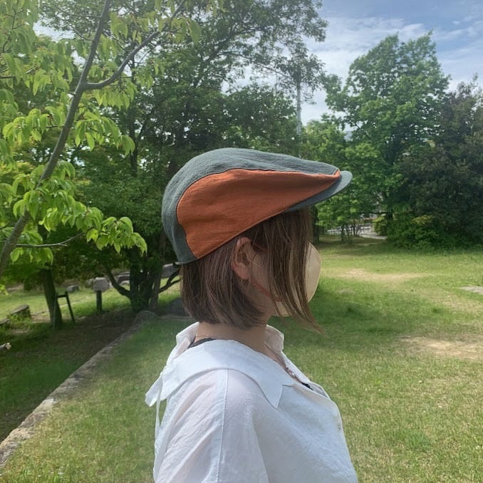 麻素材 ハンチング (Lサイズ(60cm))｜麻 通気性抜群 涼しい帽子 キャップ カジュアルファッション おしゃれ帽子 [1632]