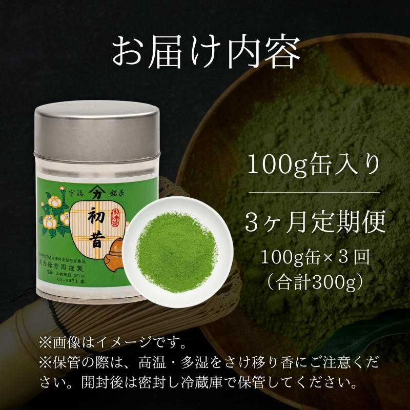 【宇治抹茶】初昔 100g缶入り 3ヶ月定期便 飲料類 お茶
