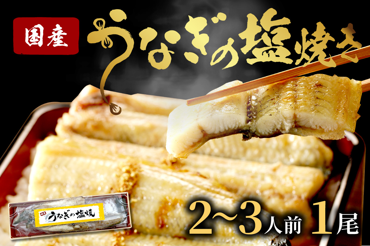 "新月の塩"使用　うなぎの塩焼き2～3人前(1尾)　ふるさと納税 鰻  国産 ウナギ 塩焼き うな丼 うな重 惣菜 京都 ギフト 贈り物 お祝い