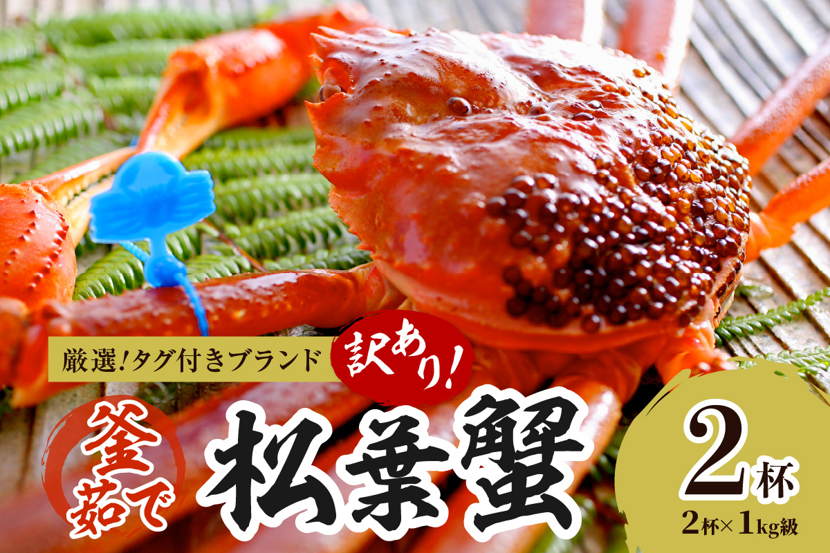 【訳あり！！タグ付きブランド】茹で松葉かに 鮮度抜群、釜茹でにてお届け！！ 1kg級（足1本落ち）×2杯