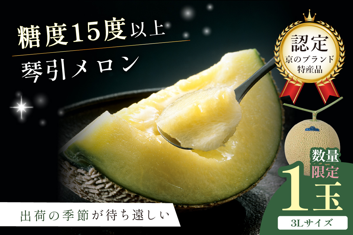 【先行予約／数量限定500】京のブランド産品 京たんごメロン 琴引メロン 3Lサイズ 1玉（2026年6月下旬～発送）