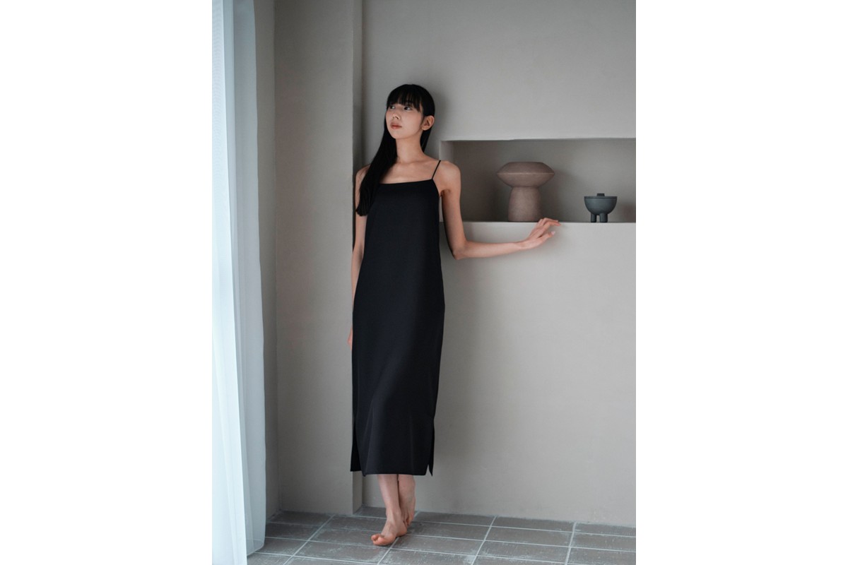 シルクサテンキャミドレス（黒） キャミドレス ドレス シルク 高品質 丹後ちりめん インナー ファッション