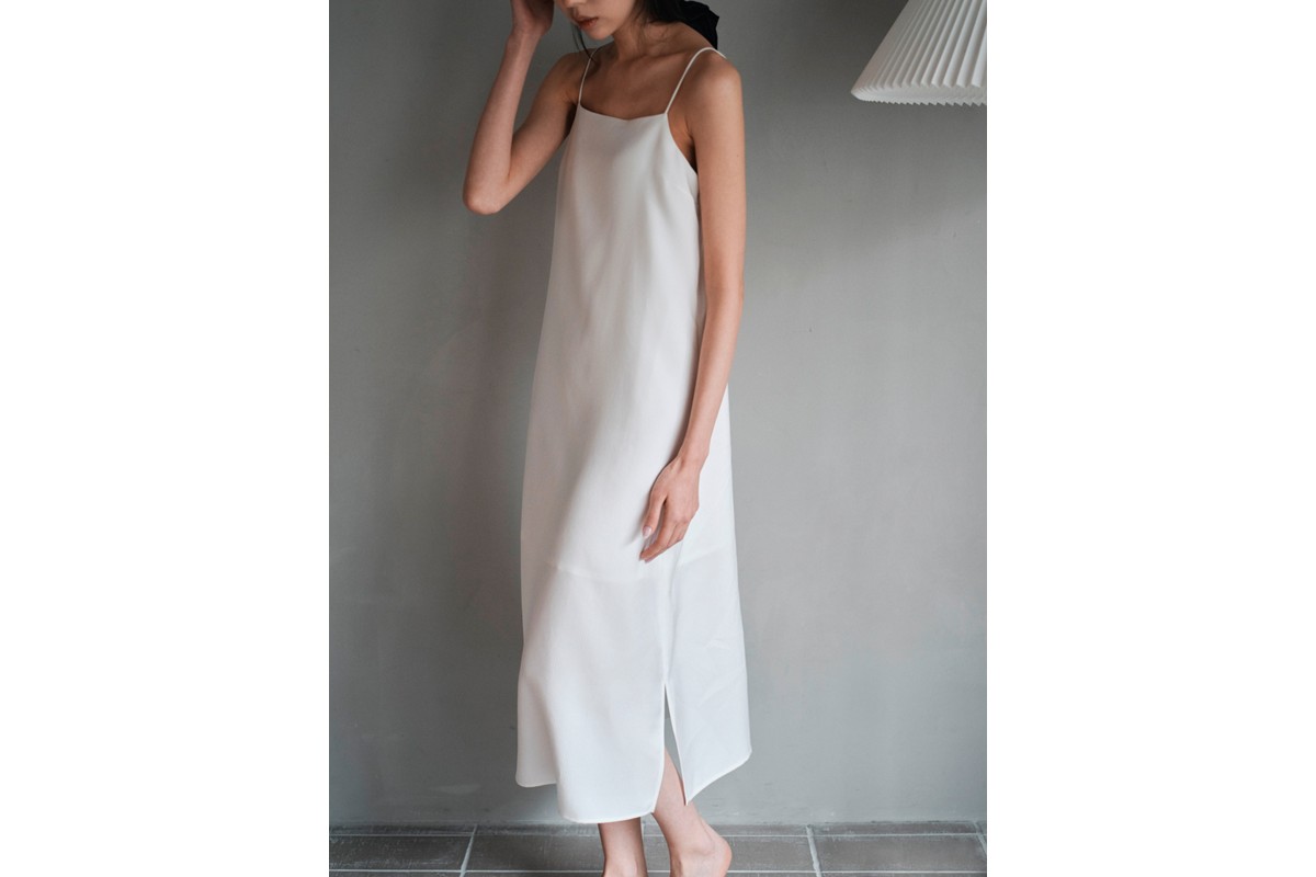 シルクサテンキャミドレス（白） ふるさと納税 キャミドレス ドレス シルク 高品質 丹後ちりめん インナー ファッション