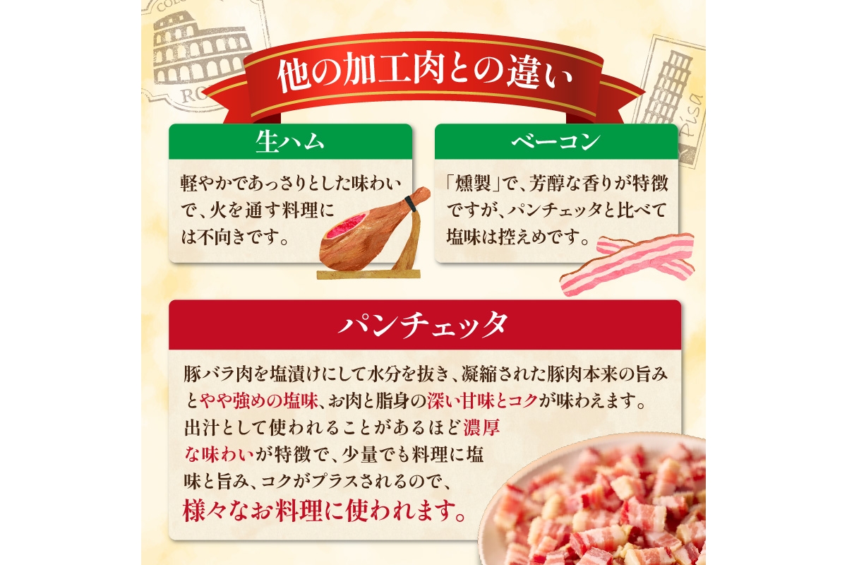 パンチェッタブロック（豚バラ肉の塩漬け）　約200g×4袋 ふるさと納税 豚肉 塩漬け ふるさと納税 ベーコン ふるさと納税 パンチェッタ 豚バラ 塩漬け スペイン料理