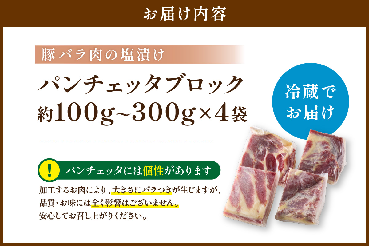 パンチェッタブロック（豚バラ肉の塩漬け）　約200g×4袋 ふるさと納税 豚肉 塩漬け ふるさと納税 ベーコン ふるさと納税 パンチェッタ 豚バラ 塩漬け スペイン料理