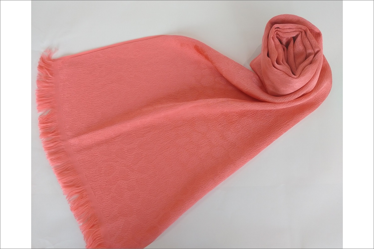 丹後ちりめん　シルク・ストール（ピンク）