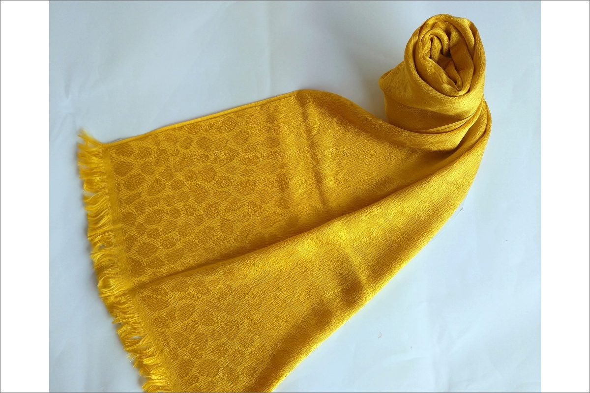 丹後ちりめん　シルク・ストール（イエロー）