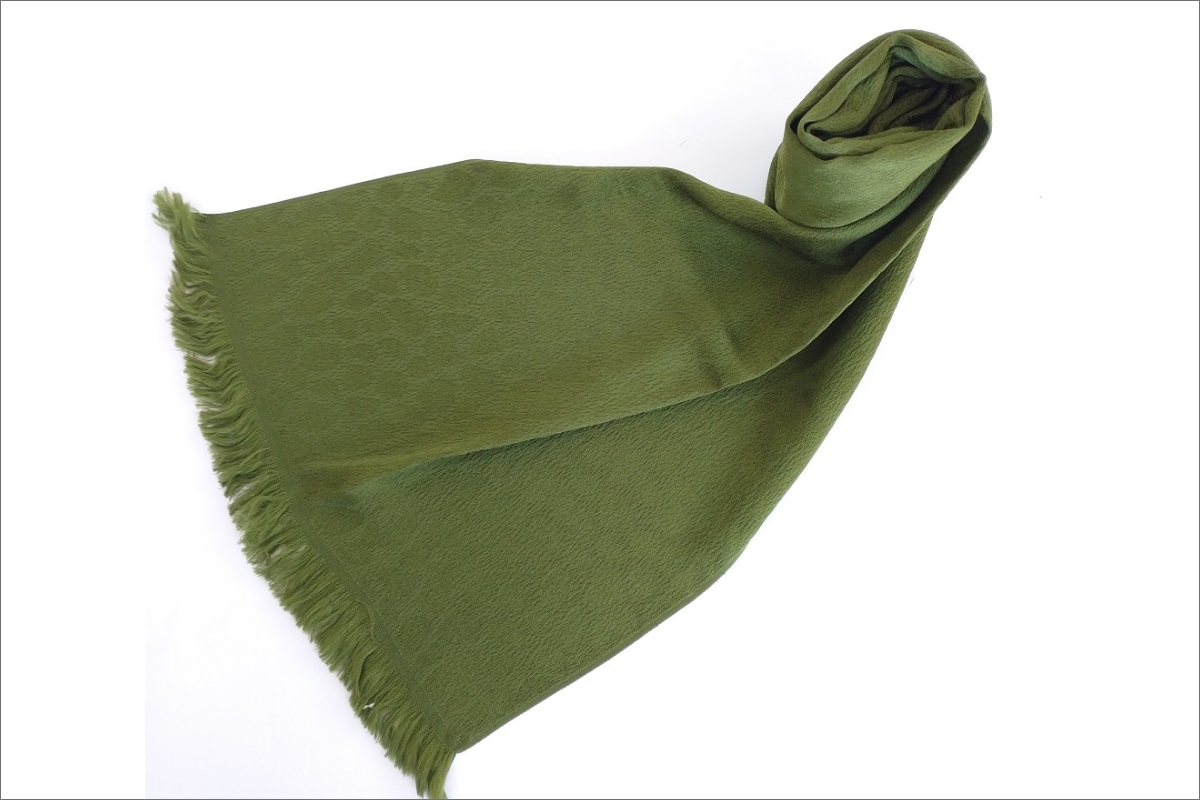 丹後ちりめん　シルク・ストール（オリーブグリーン）
