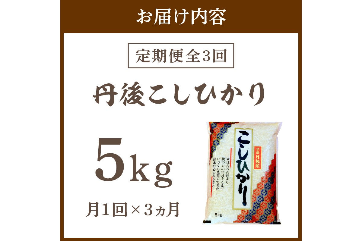 【定期便3回】令和7年産 丹後こしひかり 5kg×3ヵ月 1等米　お米 コメ こめ 丹後 コシヒカリ 精米 ふるさと 納税 コシヒカリ 精米 ふるさと 納税 こしひかり 精米 ふるさと 納税 米