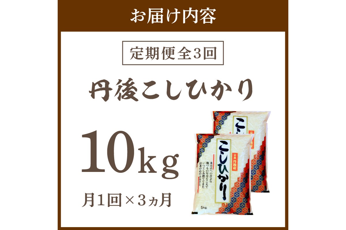 【定期便3回】令和7年産  丹後こしひかり 10kg×3ヵ月 1等米　お米 コメ こめ 丹後 コシヒカリ 精米 ふるさと 納税 コシヒカリ 精米 ふるさと 納税 こしひかり 精米 ふるさと 納税 米