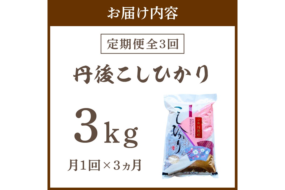【定期便3回】令和7年産  丹後こしひかり 3kg×3ヵ月 1等米