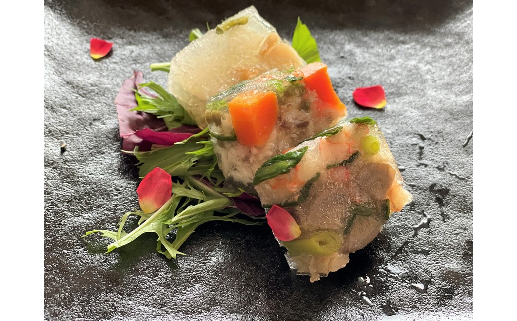 【前菜/パーティー料理】京野菜と魚介のアスピック風3種(各80g)　ゼリー寄せ 煮凝り お中元 お歳暮 お祝い ギフトにも