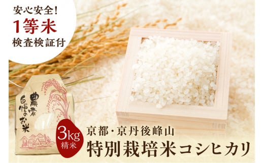 2025年産 京都・京丹後峰山 特別栽培米コシヒカリ 3kg 【白米】 1等米 検査済証付