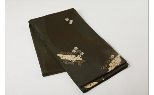 丹後の藤布　袋帯「天の川」　濃い緑