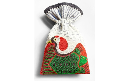 丹後ちりめん 祭巾着 つるかめ サイズ：約22cm×13cm
