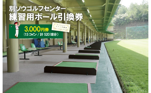 別ソウゴルフセンター練習用ボール引換券3,000円券(13コイン・計520球分）