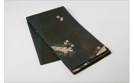 丹後の藤布　袋帯「天の川」　青緑