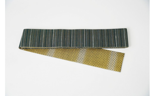 ＜丹後の藤布　遊絲舎＞角帯　藤霞文（緑）*リバーシブル幅約10.2cm×長さ約420cm
