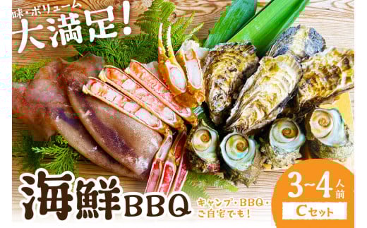 【先行予約】大満足！京丹後・海鮮BBQ　Cセット　贅沢生ズワイガニ付き　4種11品（3～4人前）（2026年4月中旬～発送）　YK00554