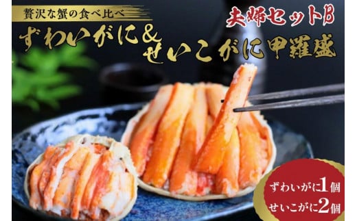 ☆蟹の宝石箱☆【贅沢なカニの食べ比べ】ずわいがに＆せいこがに甲羅盛 夫婦セットB