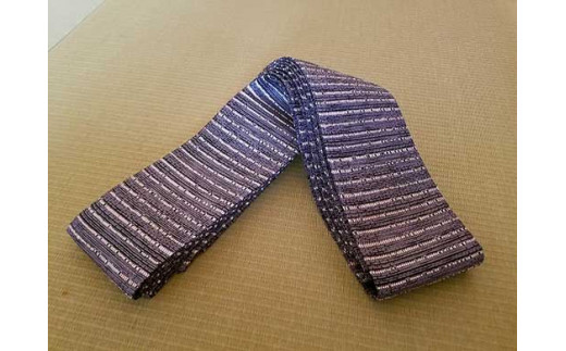 丹後の藤布 角帯「藤に和紙（グレー）」