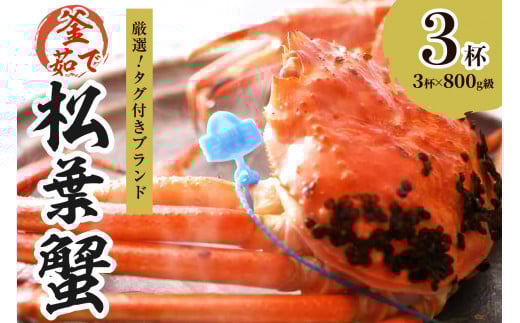 【厳選！！タグ付きブランド】茹で松葉かに 鮮度抜群、釜茹でにてお届け！！ 800g級×3杯