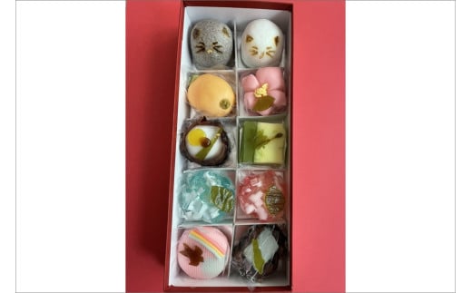 猫 NEKO-NO-EN(ねこのえん),季節の上生菓子10ヶ入セット　お菓子 おかし 猫好き ねこ プレゼント お返し ギフト 贈り物 友人 誕生日 手土産 スイーツ ふるさと 納税 猫 ふるさと 納税 生菓子 和菓子 京菓子 猫の日 送料無料