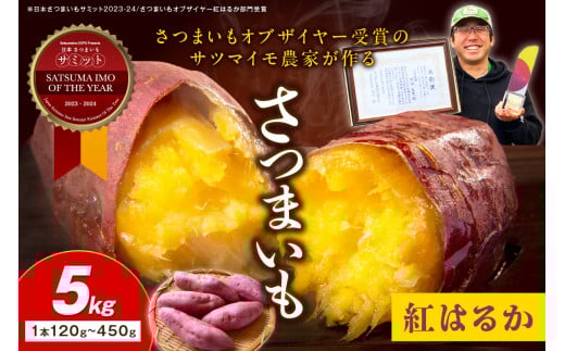 さつまいもオブザイヤー紅はるか部門全国1位 京都・ 丹後産　さつまいも 紅はるか　土付き（1本120～450g程度）5kg