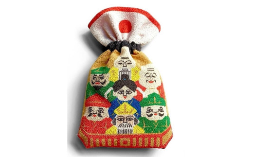 丹後ちりめん 祭巾着 しちふくじん サイズ：約22cm×13cm