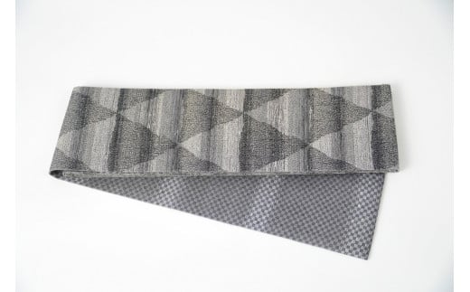半幅帯　大ウロコ文（グレー）*リバーシブル幅約15.2cm×長さ約420cm