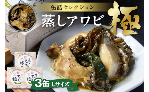 プレミアム蒸しアワビ 極（きわみ） Lサイズ　3缶セット