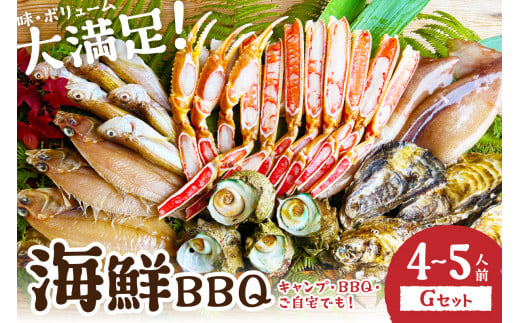 【先行予約】大好評！京丹後・海鮮BBQ　Gセット　大盛り生ズワイガニ　6種23品（4～5人前）（2026年4月中旬～発送）