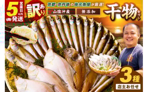 【最短2～5営業日以内に発送】京丹後の地元魚屋が作ったお任せ干物セット（冷凍）
