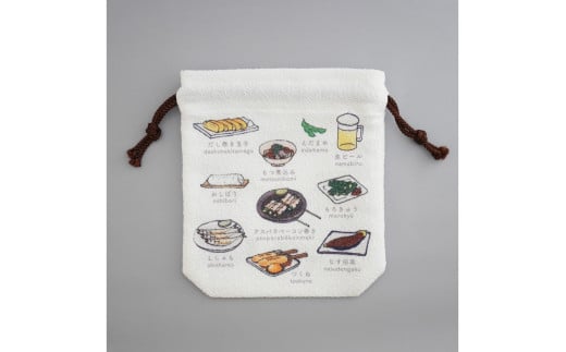 丹後ちりめん　にほんご巾着「izakaya（居酒屋）」 サイズ：約13.5cm×17.5cm