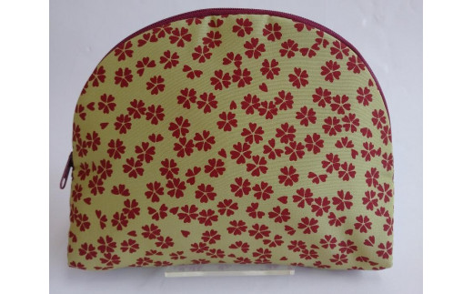 シルク・ちりめんポーチ （小桜文様）薄黄色