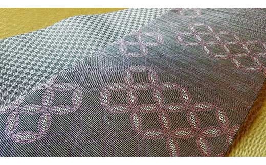 丹後帯 半幅帯「七宝」（グレー）