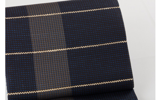 丹後の藤布　八寸名古屋帯　「夏一文字」（濃紺）全通/松葉仕立て（手先のみカガル）