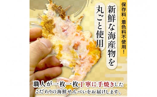 京丹後海鮮せんべい　蟹、甘海老、地魚など４種類×各１袋セット！　京丹後市近海の海産物から作られたプレミアム煎餅！　贈呈品にも◎　蟹　松葉蟹　甘海老　地魚　天然素材