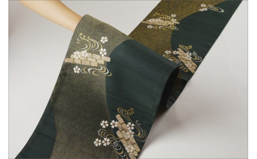 丹後の藤布　袋帯「天の川」　青緑