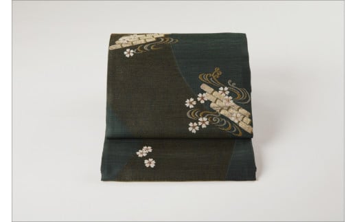 丹後の藤布　袋帯「天の川」　青緑