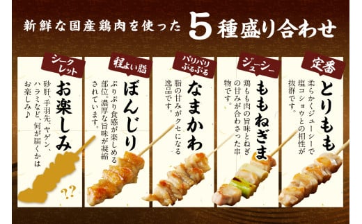 国産焼き鳥セット 5種盛り合わせ60本