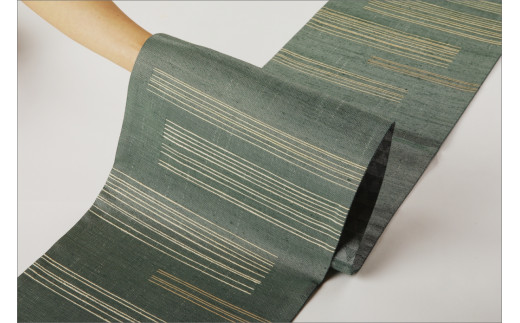 丹後の藤布　京袋帯「古代藤糸段文」　濃い青